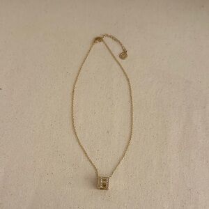 CWonder Gold Necklace with H Initial Box Pendant